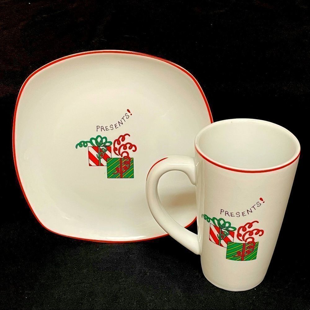 Fitz AND FLOYD “PRESENTS” DESSERT PLATE AND MUG
